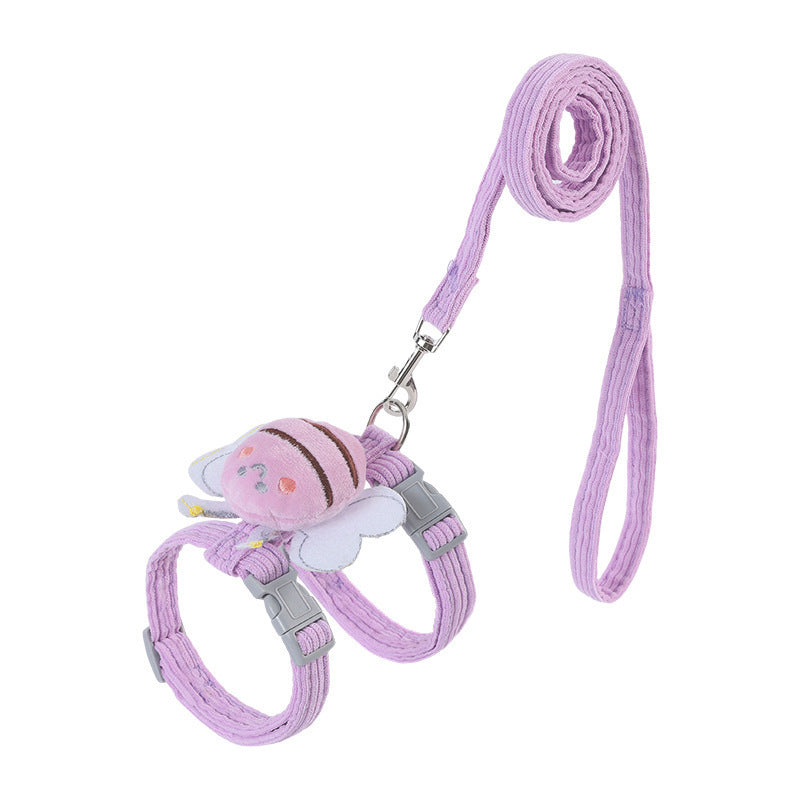 Adjustable Cat Harness & Leash Set – Cute Yellow Bee Plaid, Escape-Proof, Lightweight & Soft – Fits Small & Large Cats