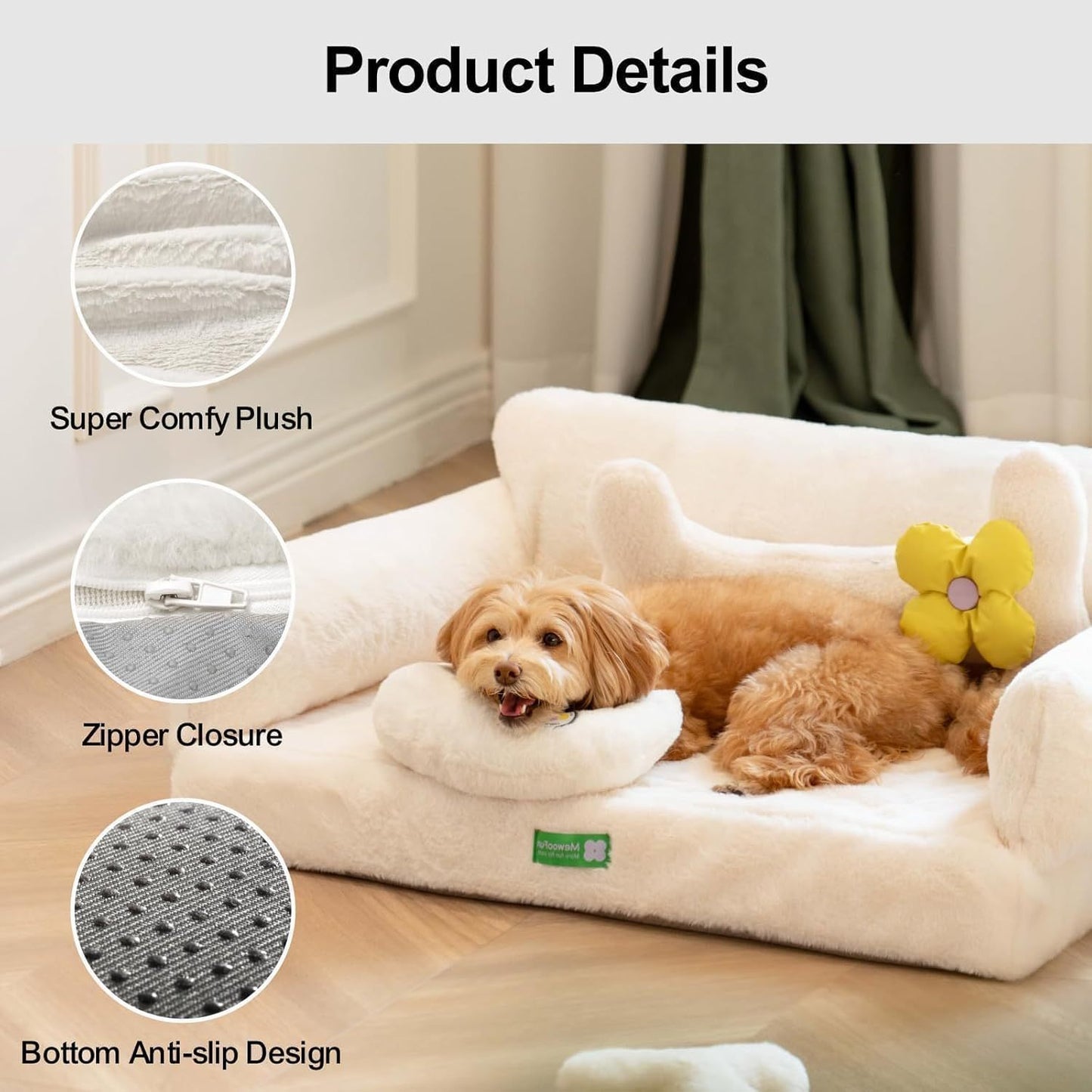MEWOOFUN Orthopedic Dog Bed MEWOOFUN Orthopedic Dog Bed Sofa with Egg Foam – Washable Cover & Non-Slip Bottom, Large 35" for Medium Dogs, Beige