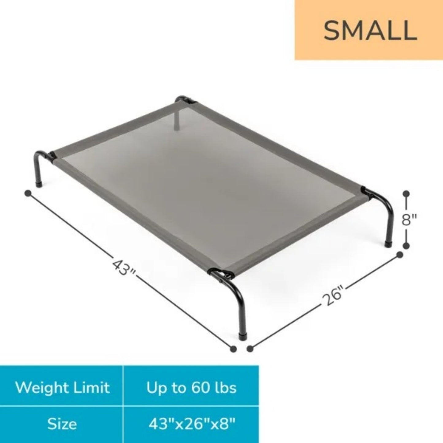 Elevated Dog Bed – 43"x26" Breathable Mesh & Steel Frame