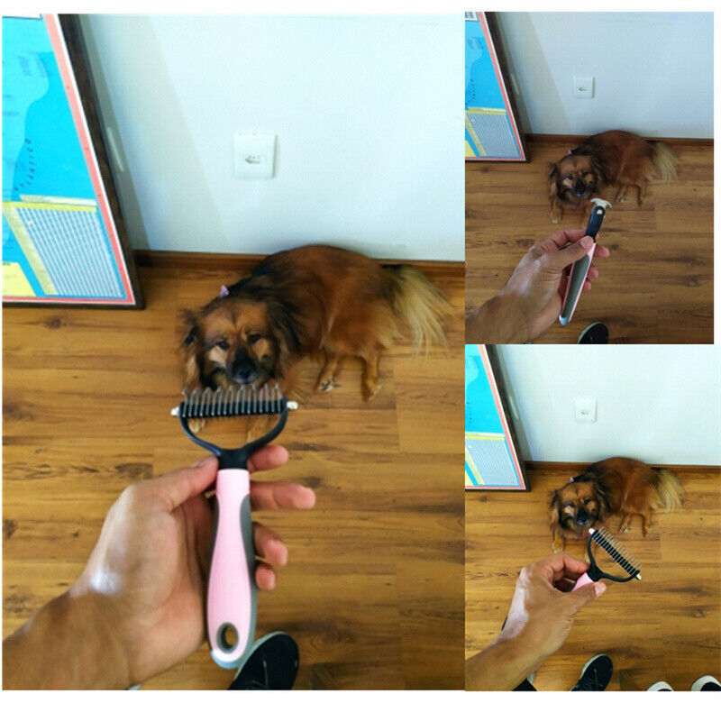 Double-Sided Pet Grooming Brush – Deshedding & Dematting Rake Comb for Dogs & Cats, Fur Remover for Small to Large Breeds