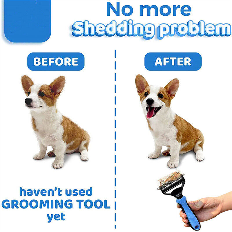 Double-Sided Pet Grooming Brush – Deshedding & Dematting Rake Comb for Dogs & Cats, Fur Remover for Small to Large Breeds