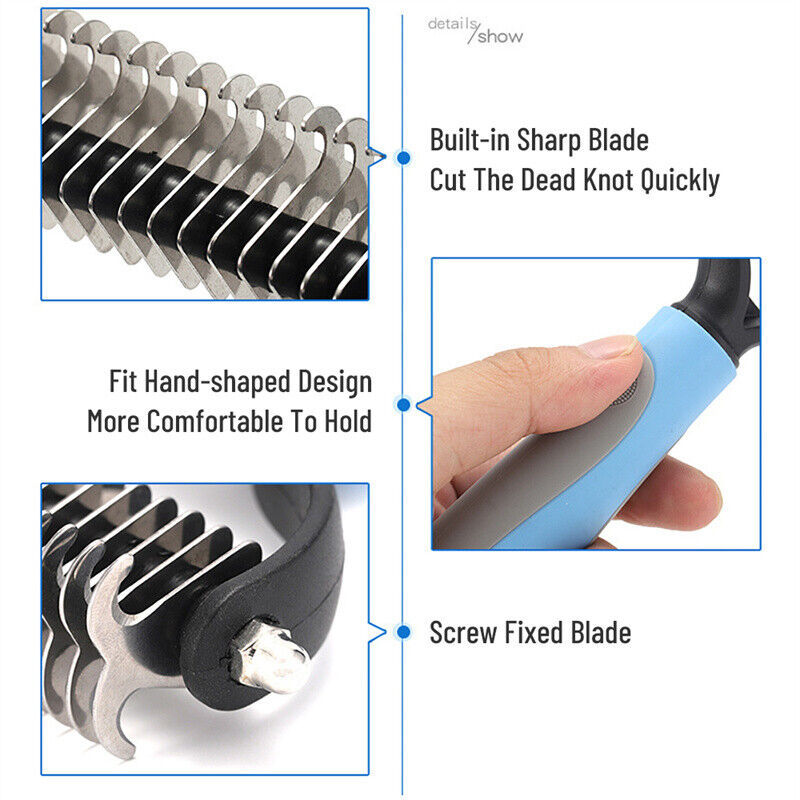 Double-Sided Pet Grooming Brush – Deshedding & Dematting Rake Comb for Dogs & Cats, Fur Remover for Small to Large Breeds