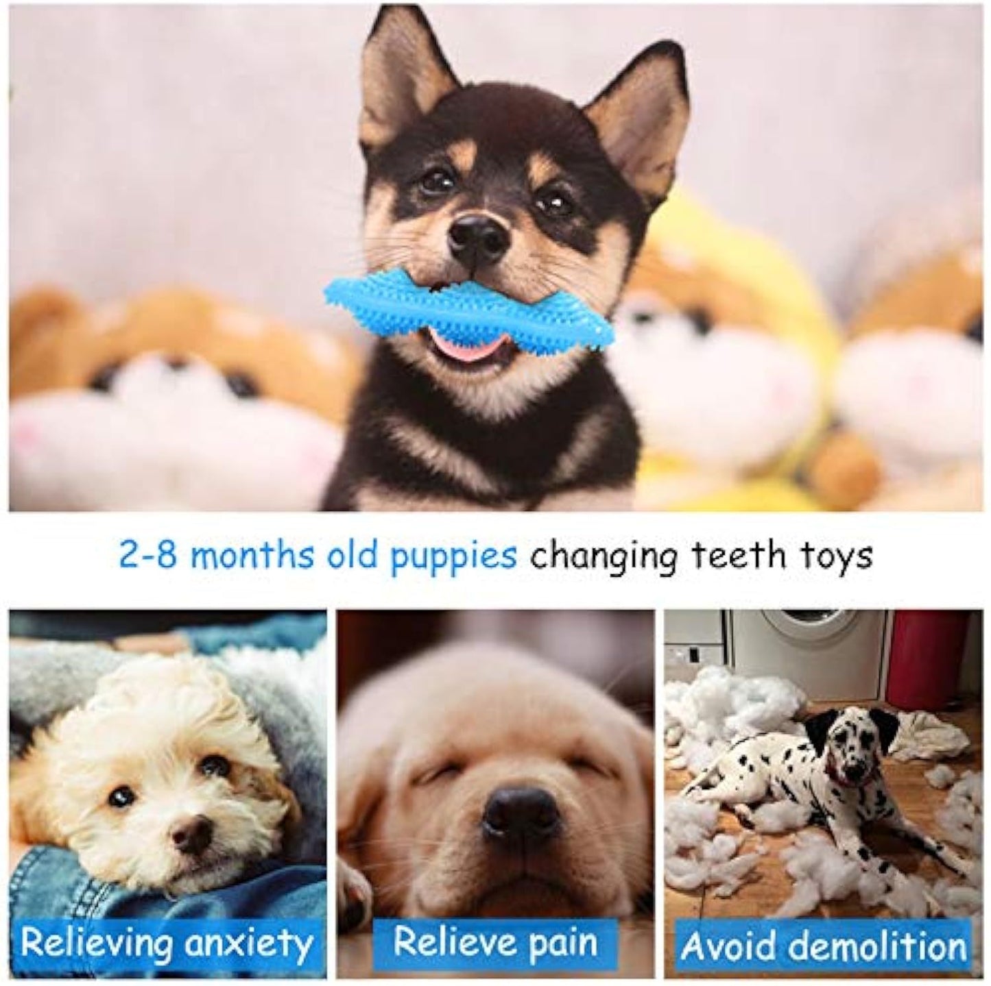 360° Puppy Teething Chew Toys – Soothes Pain & Cleans Teeth for Small & Medium Dogs