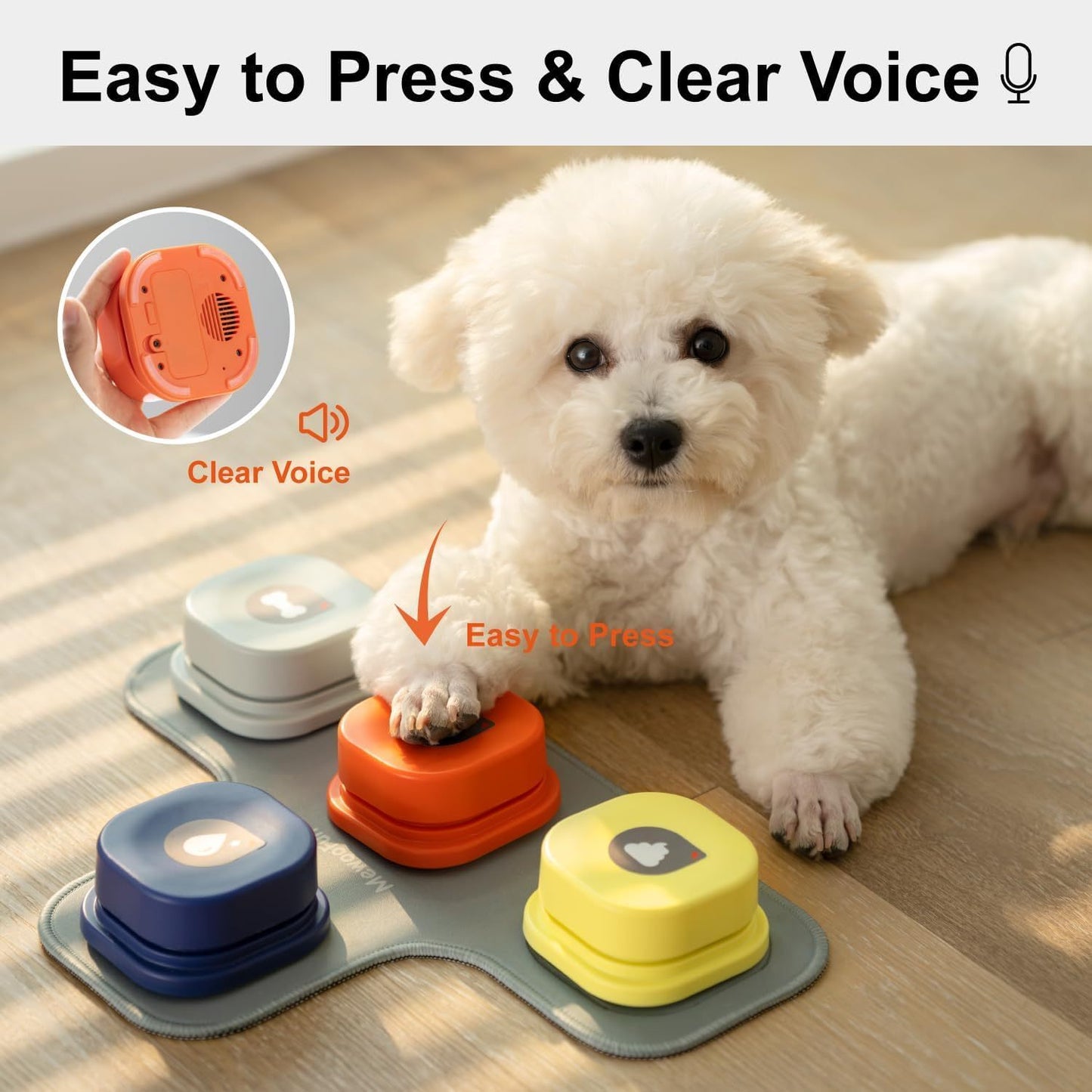 MEWOOFUN Dog Talking Buttons Set – 3 Recordable Communication Buttons for Small & Medium Dogs