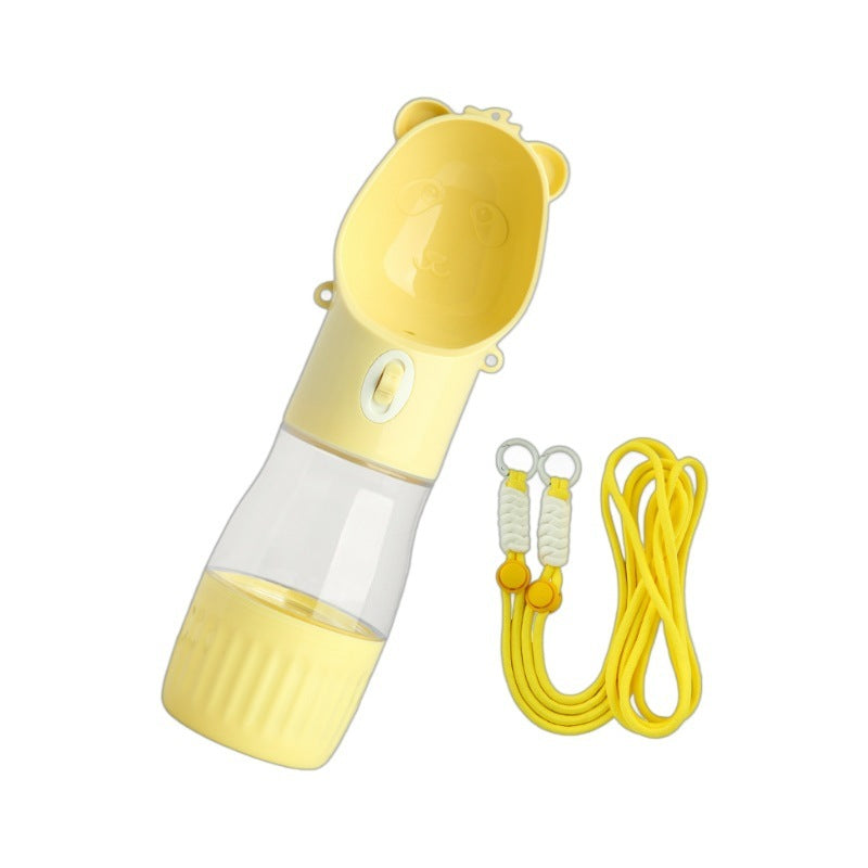 2-in-1 Portable Dog & Cat Water Bottle – 380-500ml Leak-Proof Outdoor Drinking Bowl with Food Container for Puppies & Small to Large Dogs