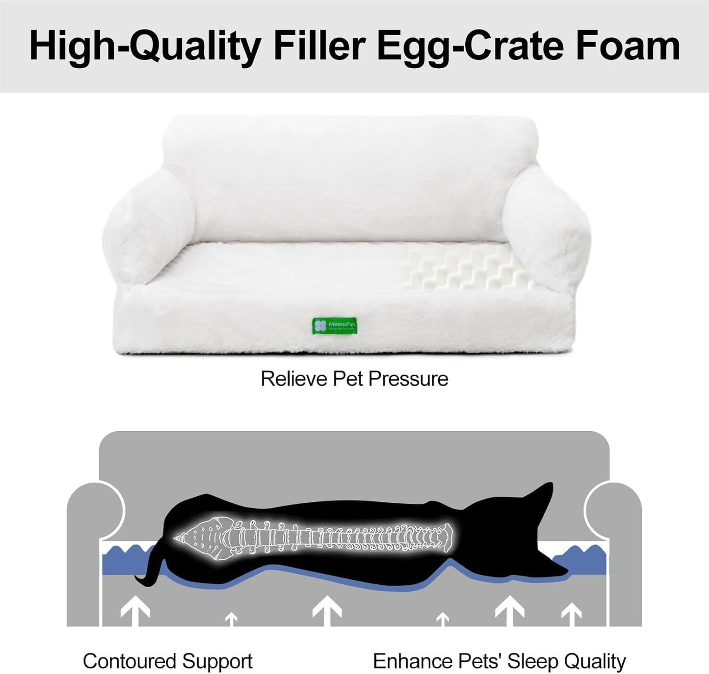 MEWOOFUN Orthopedic Dog Bed MEWOOFUN Orthopedic Dog Bed Sofa with Egg Foam – Washable Cover & Non-Slip Bottom, Large 35" for Medium Dogs, Beige