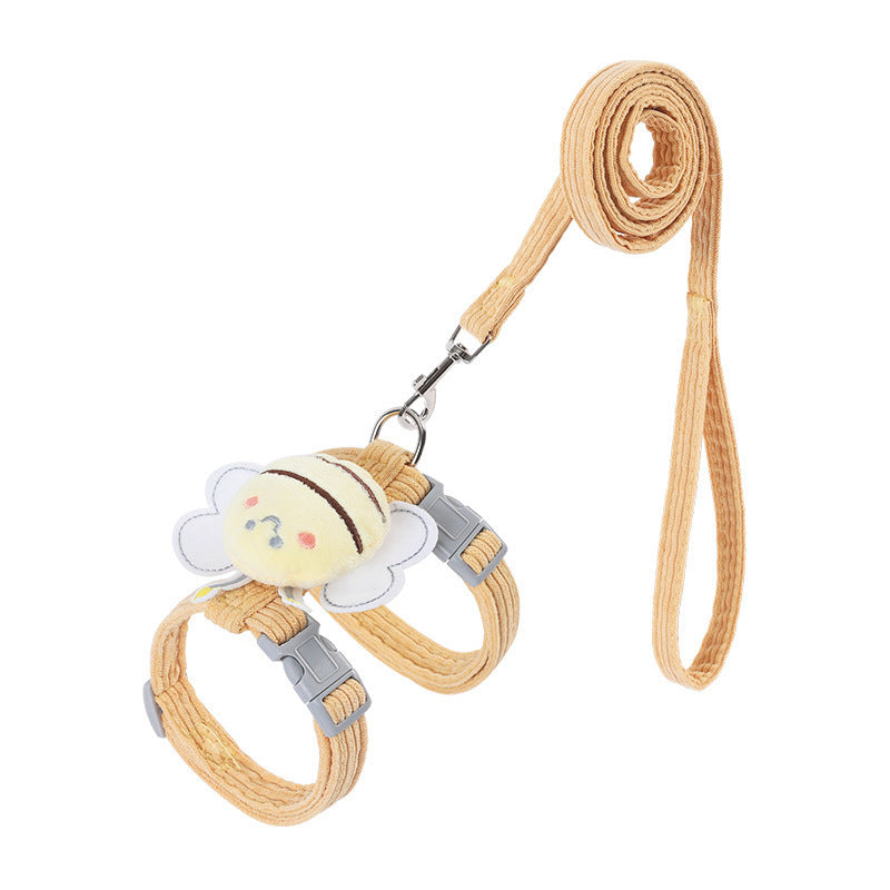 Adjustable Cat Harness & Leash Set – Cute Yellow Bee Plaid, Escape-Proof, Lightweight & Soft – Fits Small & Large Cats