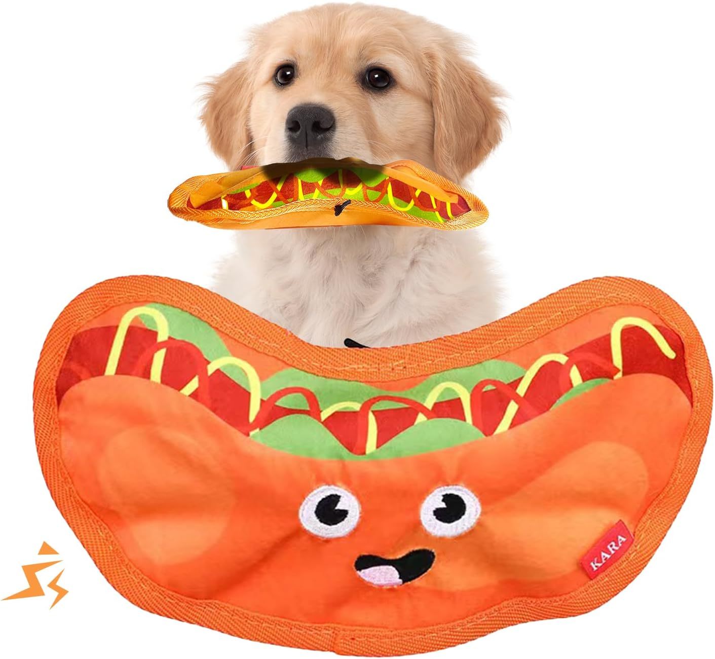 Hamburger Crinkle Squeaky Dog Toy β Durable No-Stuffing Chew Toy for Puppies & Small, Medium, Large Dogs