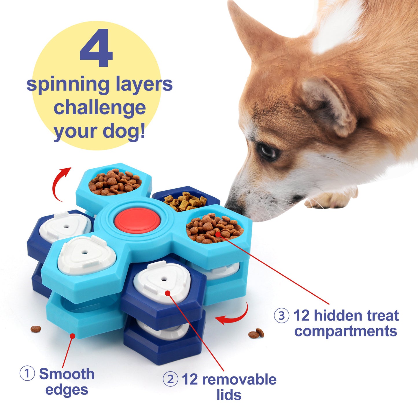 Interactive Dog Puzzle Toy – Slow-Feeding Treat Dispenser for Small & Large Dogs, Puppy Enrichment & IQ Training