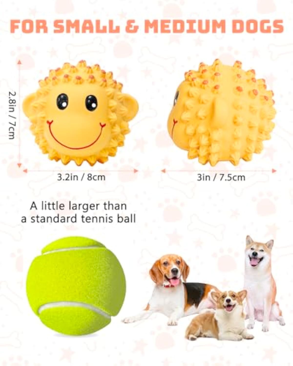 Interactive Squeaky Dog Toy Balls – Spiky Latex Chew & Fetch Toy for Puppies, Small & Medium Dogs, Teeth Cleaning Fun
