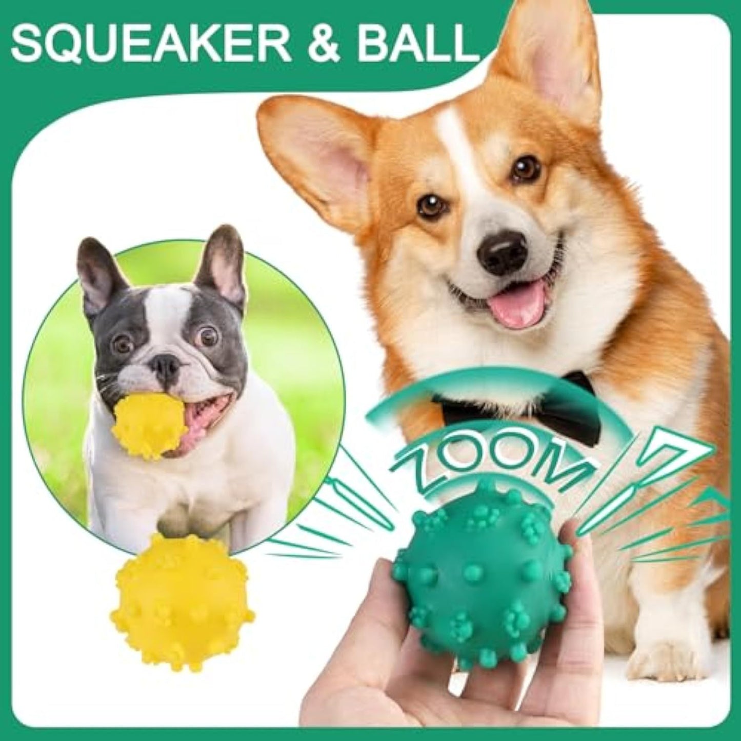 Bright Spike Dog Toy Balls – Durable Puppy Chew & Teething Toys for Small Dogs, Pomeranian, Chihuahua, Interactive Fetch & Water Play