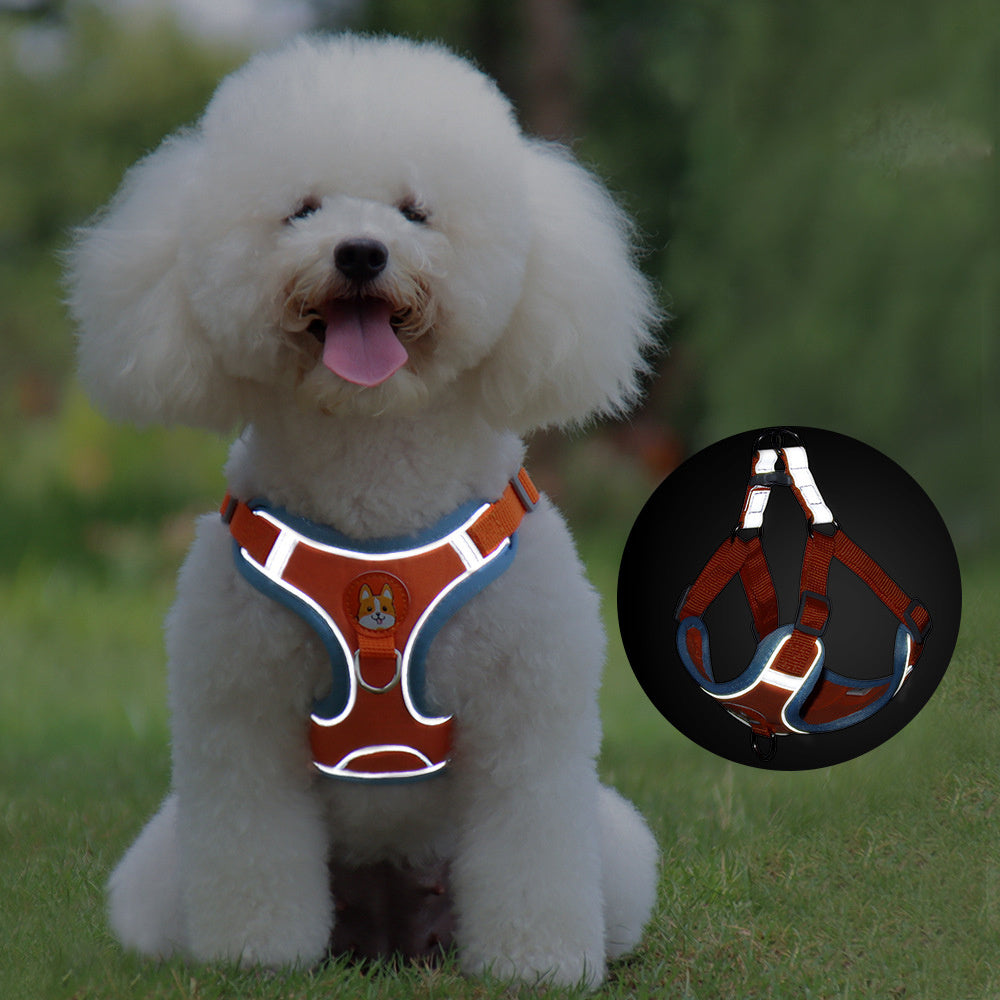 Adjustable Reflective Dog & Cat Harness & Leash Set – No-Pull, Comfortable Walking Lead for Small Dogs & Chihuahuas