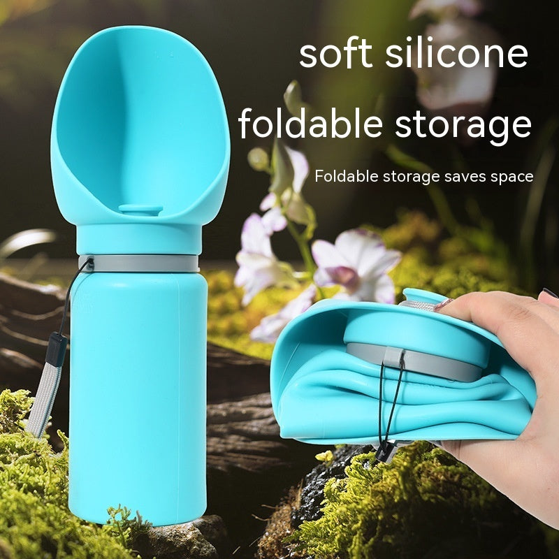Folding Pet Travel Water Bottle 550ml – Portable Dog & Cat Drinking Dispenser