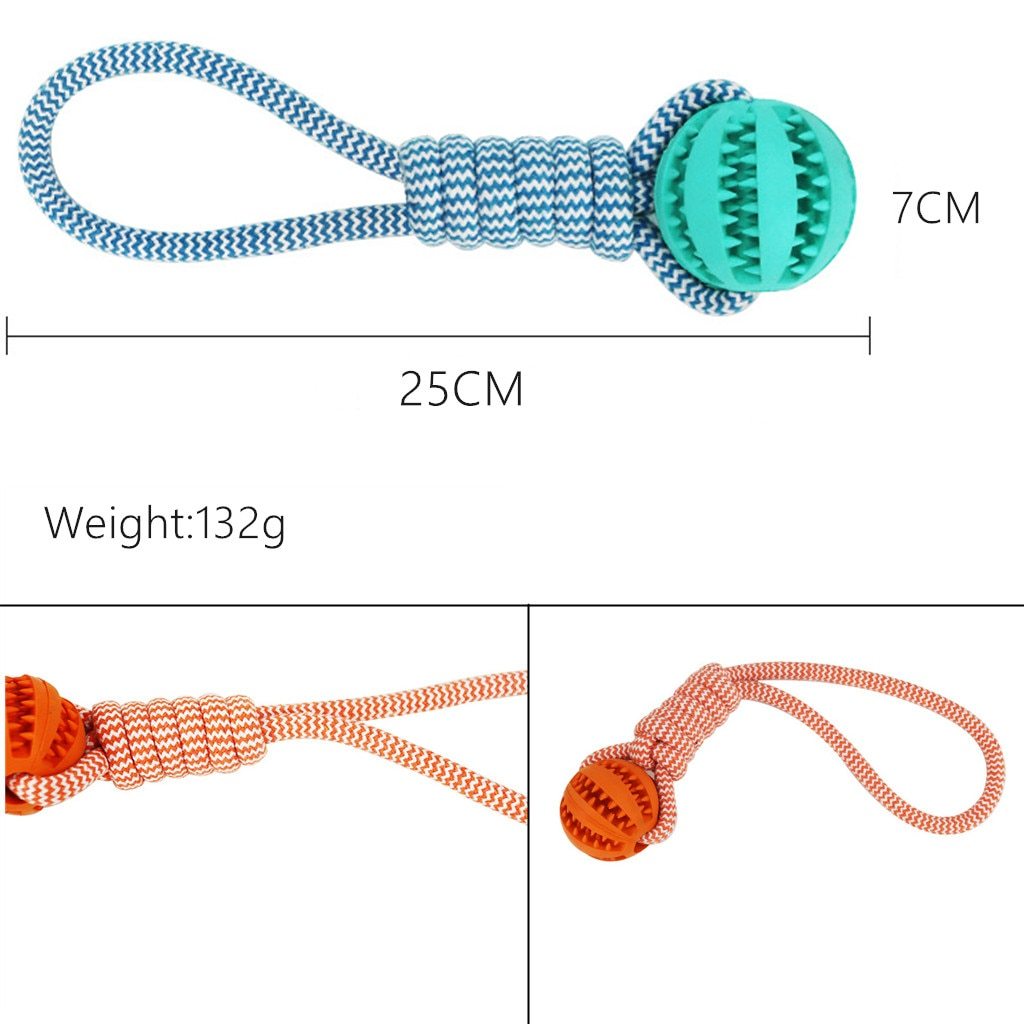 Interactive Dog Toy Balls – Treat-Dispensing Rope & Rubber Chew Balls for Small & Medium Dogs, Bite-Resistant & Dental-Cleaning