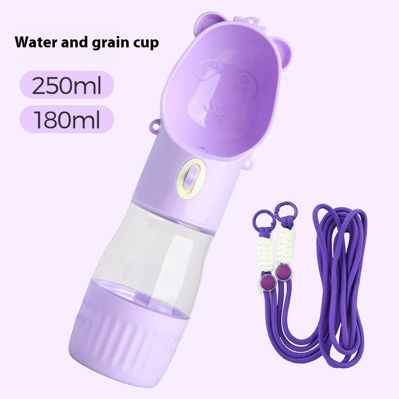 2-in-1 Portable Dog & Cat Water Bottle – 380-500ml Leak-Proof Outdoor Drinking Bowl with Food Container for Puppies & Small to Large Dogs