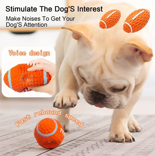 Durable Squeaky Football Dog Toy – Heavy-Duty Rubber Ball for Aggressive Chewers, Fetch & Interactive Play