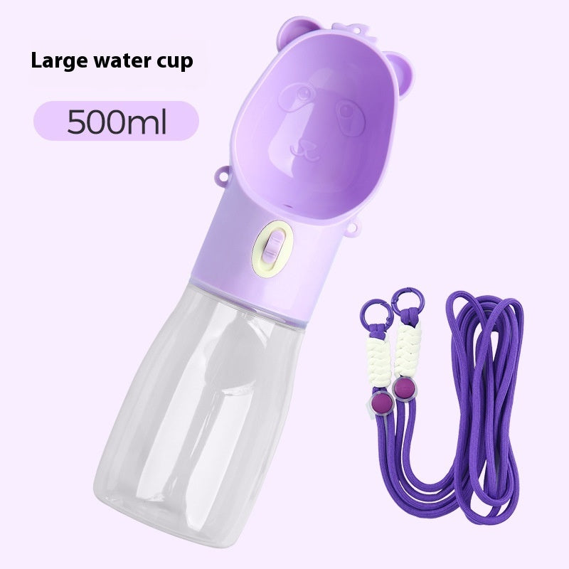 2-in-1 Portable Dog & Cat Water Bottle – 380-500ml Leak-Proof Outdoor Drinking Bowl with Food Container for Puppies & Small to Large Dogs