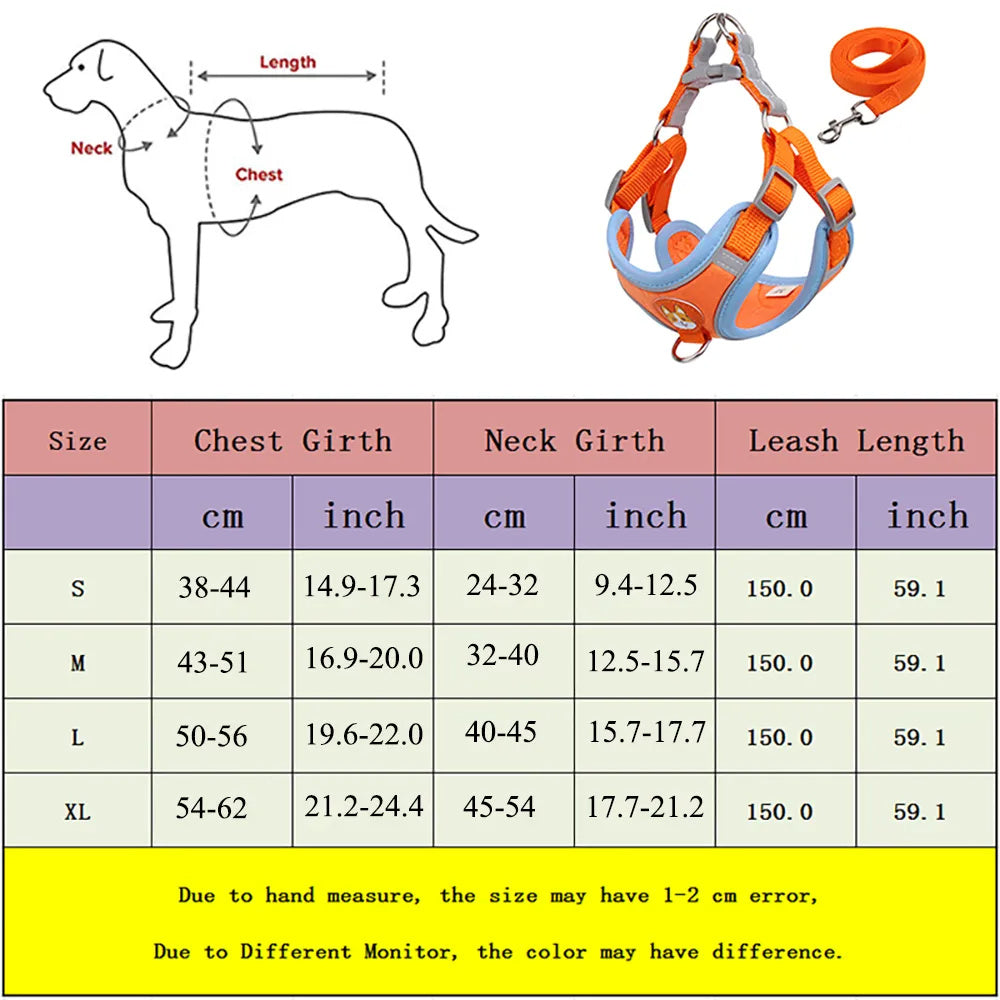 Adjustable Reflective Dog & Cat Harness & Leash Set – No-Pull, Comfortable Walking Lead for Small Dogs & Chihuahuas