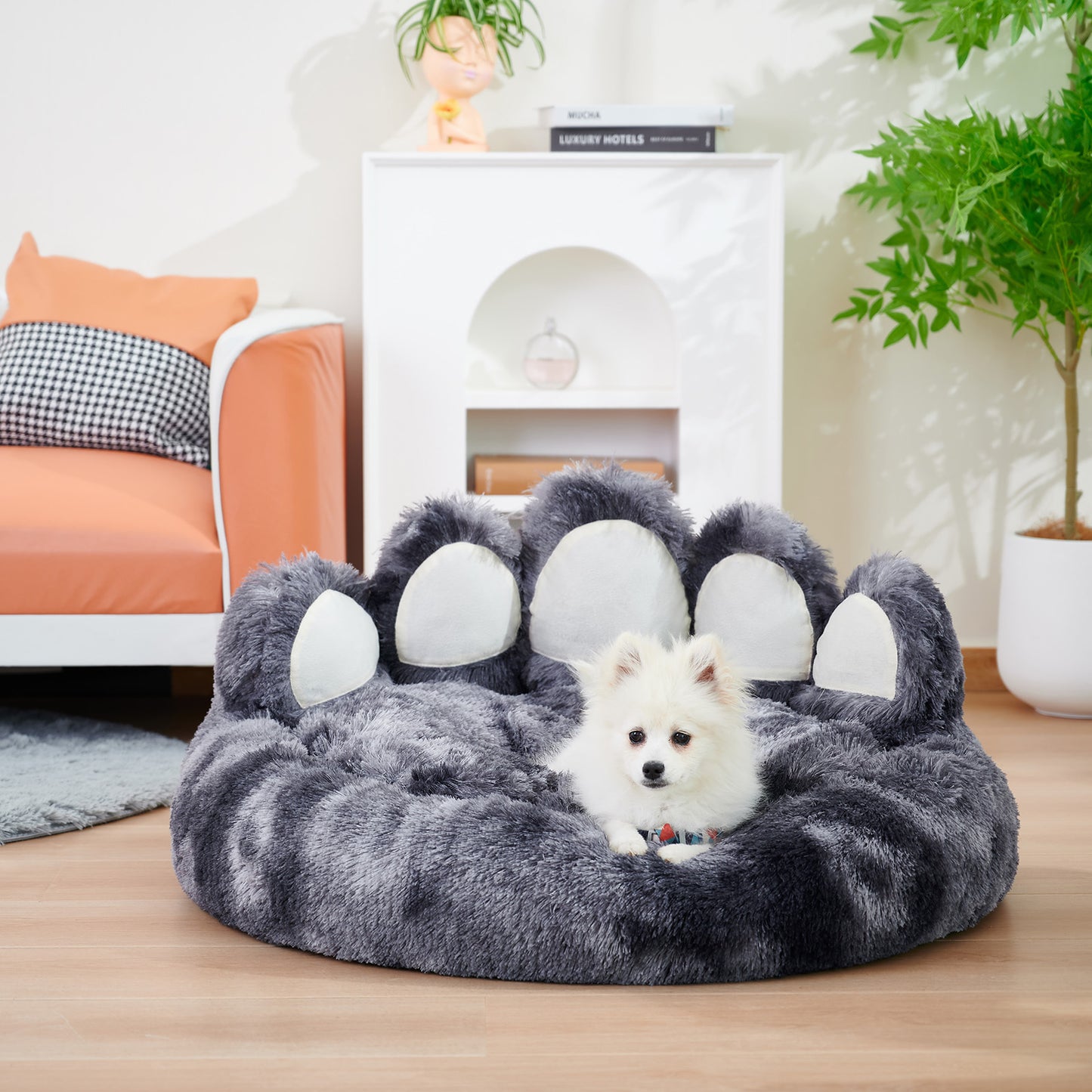 Bear Paw Dog & Cat Bed β Cozy Plush Pet Bed for Small Dogs and Indoor Cats, Soft Cute Pet Furniture