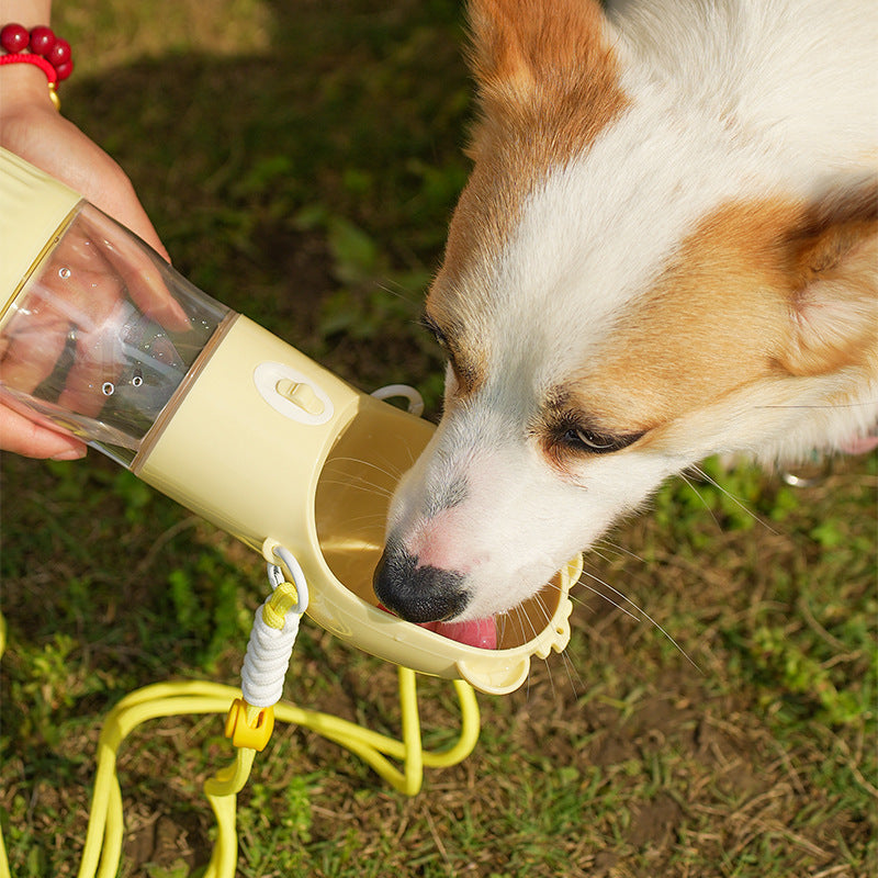 2-in-1 Portable Dog & Cat Water Bottle – 380-500ml Leak-Proof Outdoor Drinking Bowl with Food Container for Puppies & Small to Large Dogs