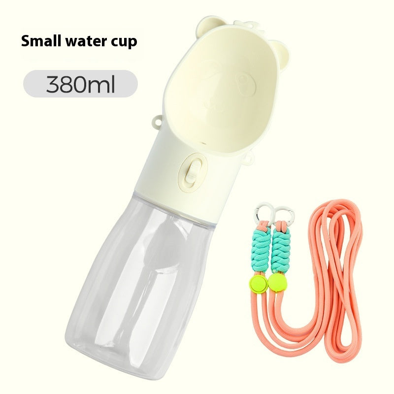 2-in-1 Portable Dog & Cat Water Bottle – 380-500ml Leak-Proof Outdoor Drinking Bowl with Food Container for Puppies & Small to Large Dogs