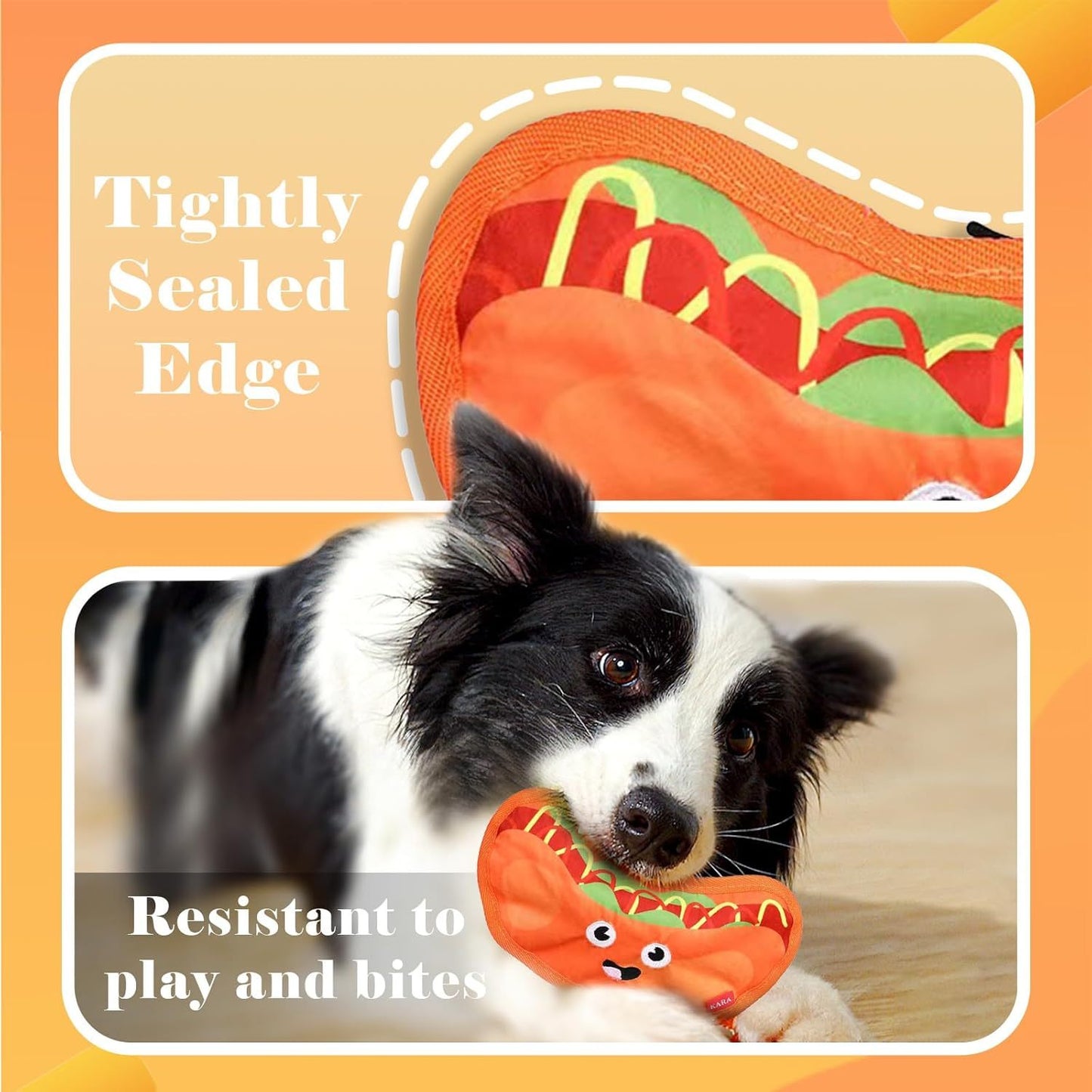 Hamburger Crinkle Squeaky Dog Toy β Durable No-Stuffing Chew Toy for Puppies & Small, Medium, Large Dogs