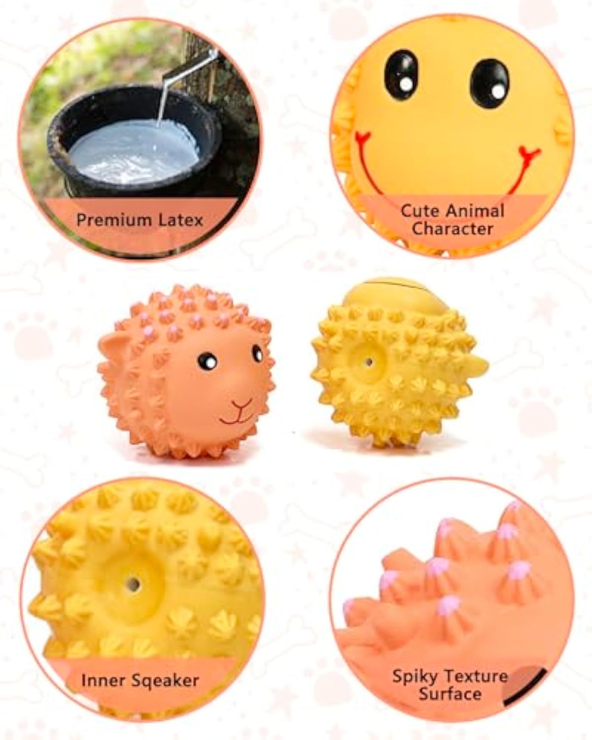 Interactive Squeaky Dog Toy Balls – Spiky Latex Chew & Fetch Toy for Puppies, Small & Medium Dogs, Teeth Cleaning Fun