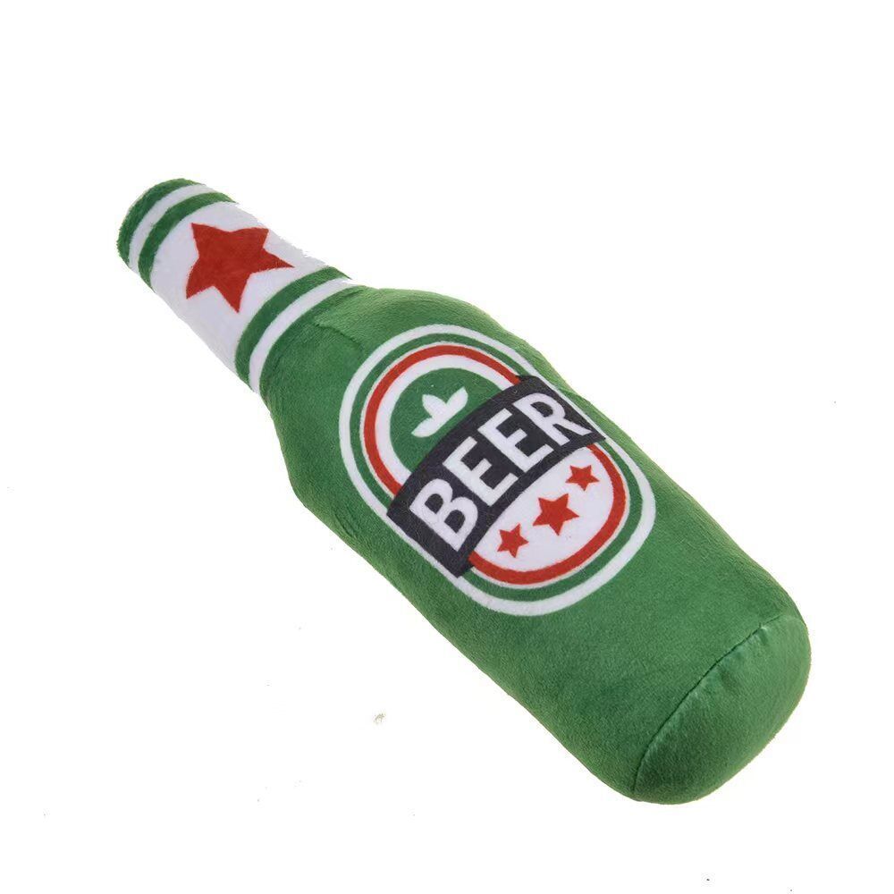 Plush Vodka Squeaky Dog Toy – Stuffed Chew & Molar Teething Toy for Small & Medium Dogs