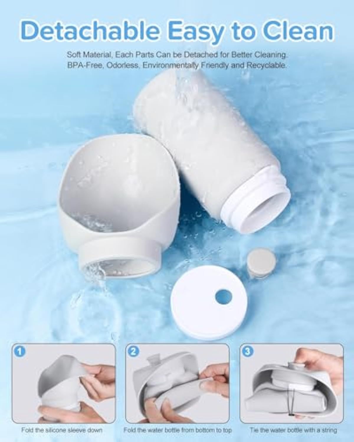 Leak-Proof Foldable Dog Water Bottle 550ml – Portable Travel Dispenser with Drinking Bowl for Dogs & Puppies