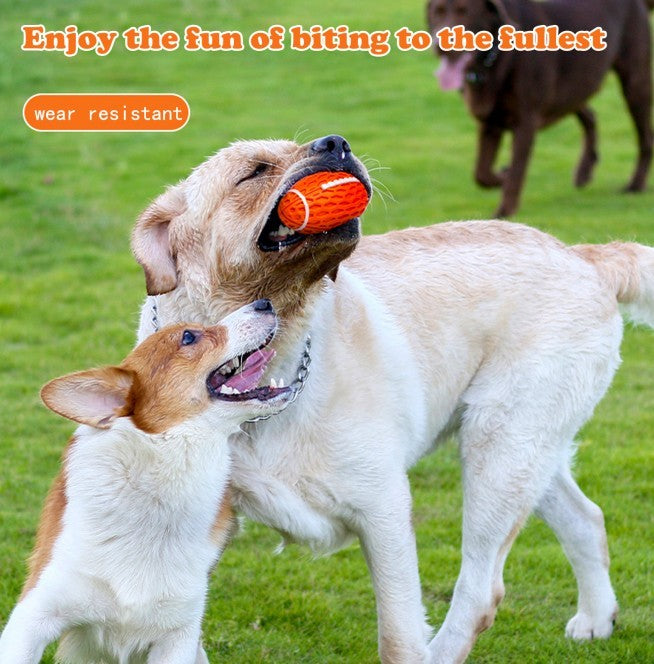 Durable Squeaky Football Dog Toy – Heavy-Duty Rubber Ball for Aggressive Chewers, Fetch & Interactive Play