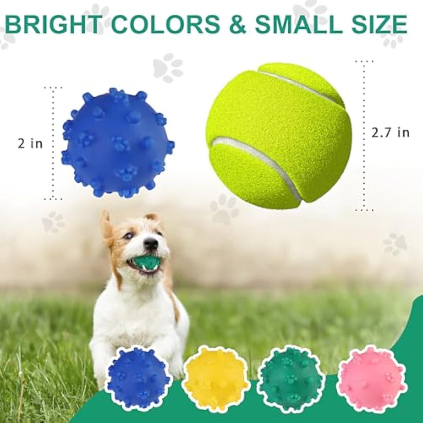 Bright Spike Dog Toy Balls – Durable Puppy Chew & Teething Toys for Small Dogs, Pomeranian, Chihuahua, Interactive Fetch & Water Play