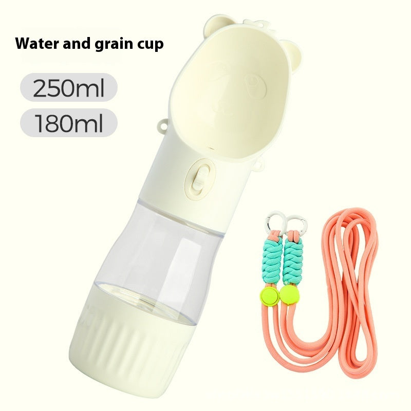 2-in-1 Portable Dog & Cat Water Bottle – 380-500ml Leak-Proof Outdoor Drinking Bowl with Food Container for Puppies & Small to Large Dogs