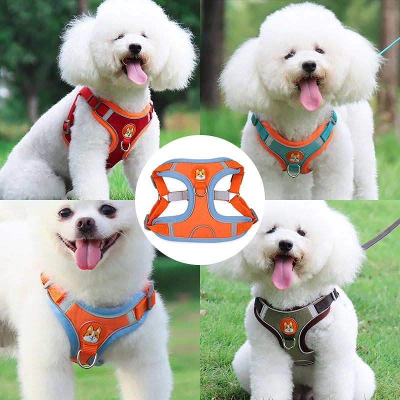 Adjustable Reflective Dog & Cat Harness & Leash Set – No-Pull, Comfortable Walking Lead for Small Dogs & Chihuahuas