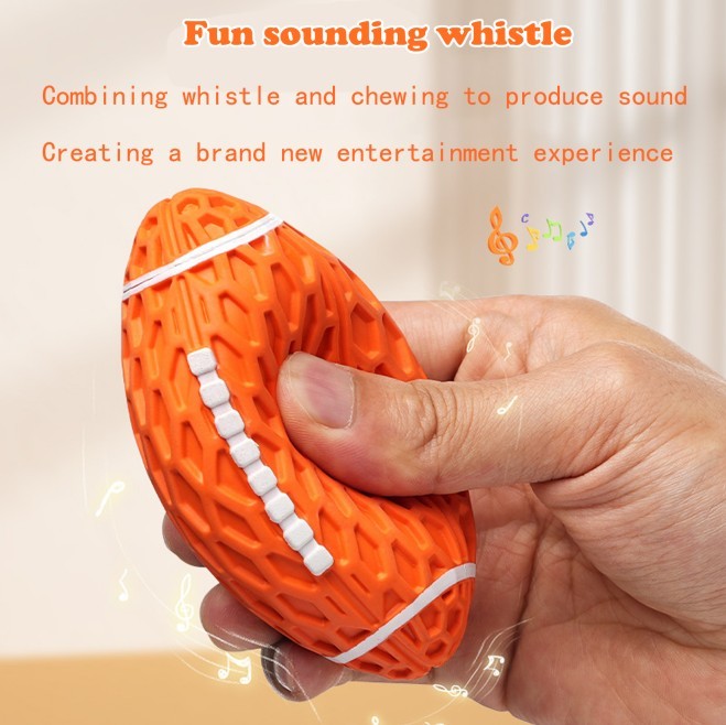 Durable Squeaky Football Dog Toy – Heavy-Duty Rubber Ball for Aggressive Chewers, Fetch & Interactive Play