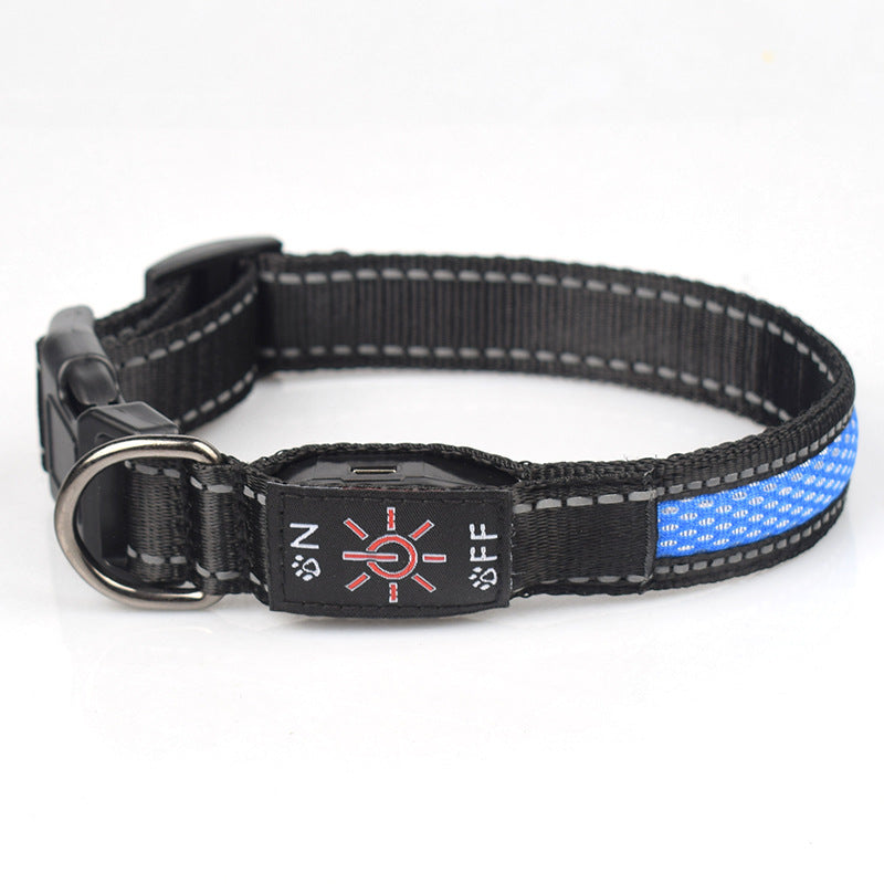 LED Luminous Waterproof Nylon Mesh Pet Collar with Type-C Charging Port – Durable & Visible