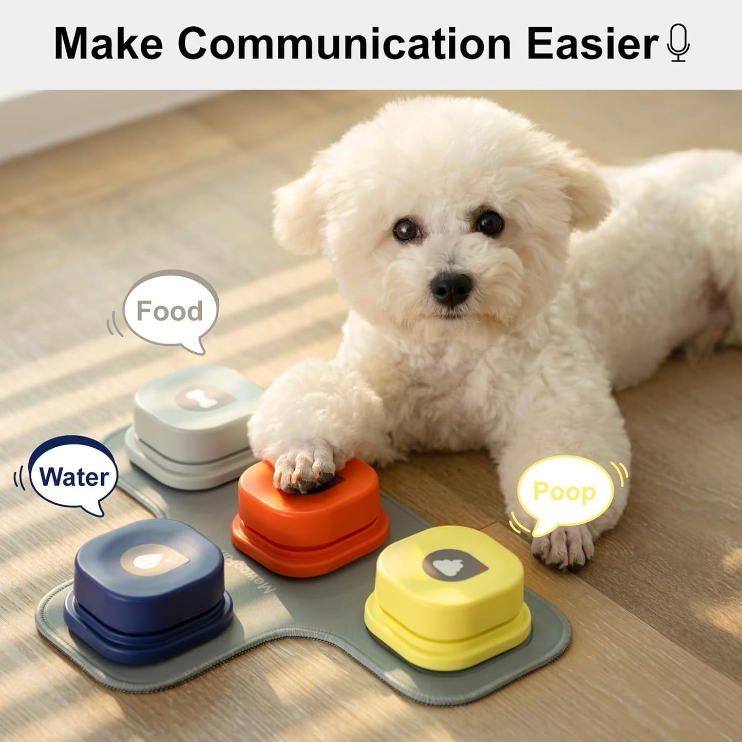MEWOOFUN Dog Talking Buttons Set – 3 Recordable Communication Buttons for Small & Medium Dogs