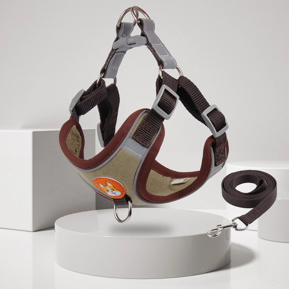 Adjustable Reflective Dog & Cat Harness & Leash Set – No-Pull, Comfortable Walking Lead for Small Dogs & Chihuahuas