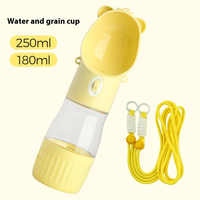 2-in-1 Portable Dog & Cat Water Bottle – 380-500ml Leak-Proof Outdoor Drinking Bowl with Food Container for Puppies & Small to Large Dogs