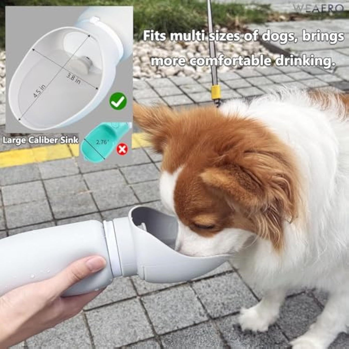 Leak-Proof Foldable Dog Water Bottle 550ml – Portable Travel Dispenser with Drinking Bowl for Dogs & Puppies