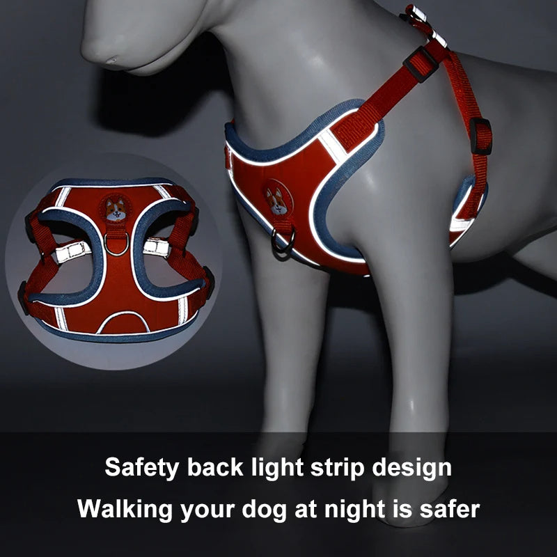 Adjustable Reflective Dog & Cat Harness & Leash Set – No-Pull, Comfortable Walking Lead for Small Dogs & Chihuahuas