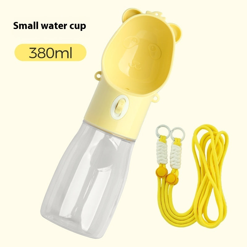 2-in-1 Portable Dog & Cat Water Bottle – 380-500ml Leak-Proof Outdoor Drinking Bowl with Food Container for Puppies & Small to Large Dogs