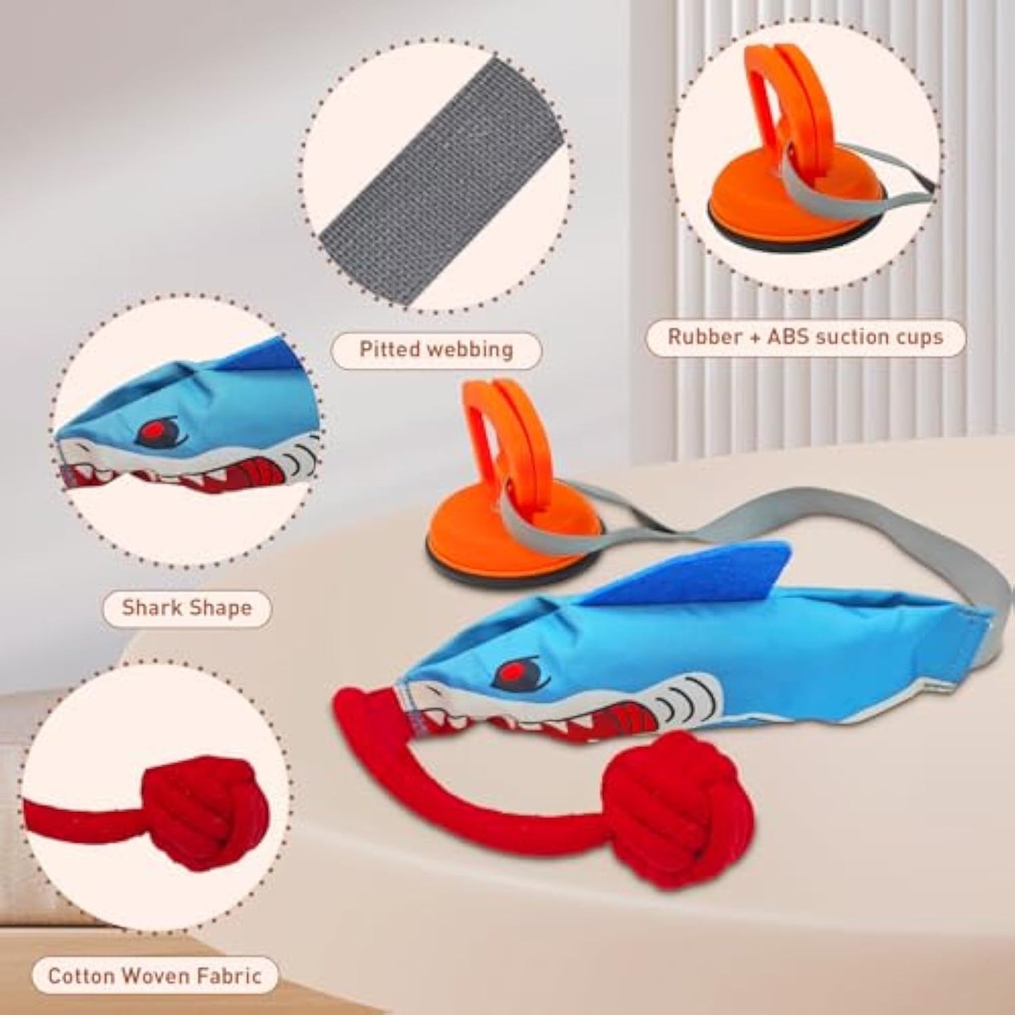 Shark Shape Squeaky Dog Tug Toy with Suction Cup β Durable Rope Pull Toy for Small & Medium Dogs, Indoor/Outdoor Interactive Play