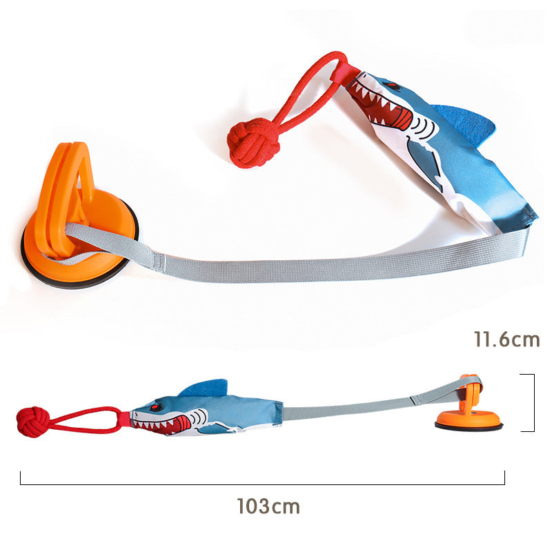 Shark Shape Squeaky Dog Tug Toy with Suction Cup β Durable Rope Pull Toy for Small & Medium Dogs, Indoor/Outdoor Interactive Play
