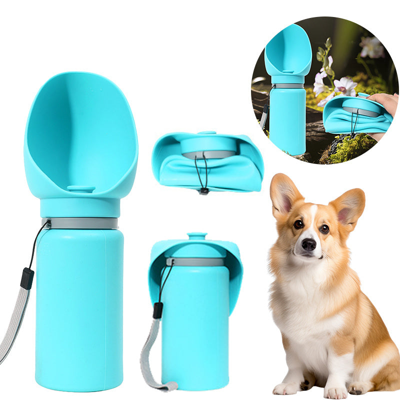 Folding Pet Travel Water Bottle 550ml – Portable Dog & Cat Drinking Dispenser