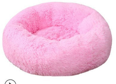 Plush Round Pet Bed for Cats & Small Dogs – Soft Washable Nest for Cozy Sleep