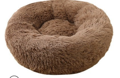 Plush Round Pet Bed for Cats & Small Dogs – Soft Washable Nest for Cozy Sleep