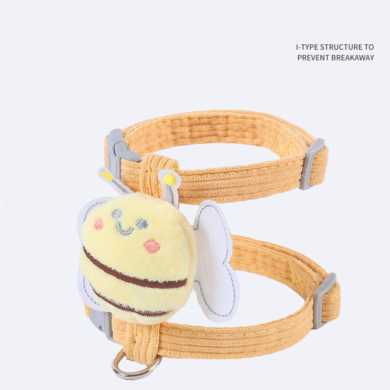 Adjustable Cat Harness & Leash Set – Cute Yellow Bee Plaid, Escape-Proof, Lightweight & Soft – Fits Small & Large Cats