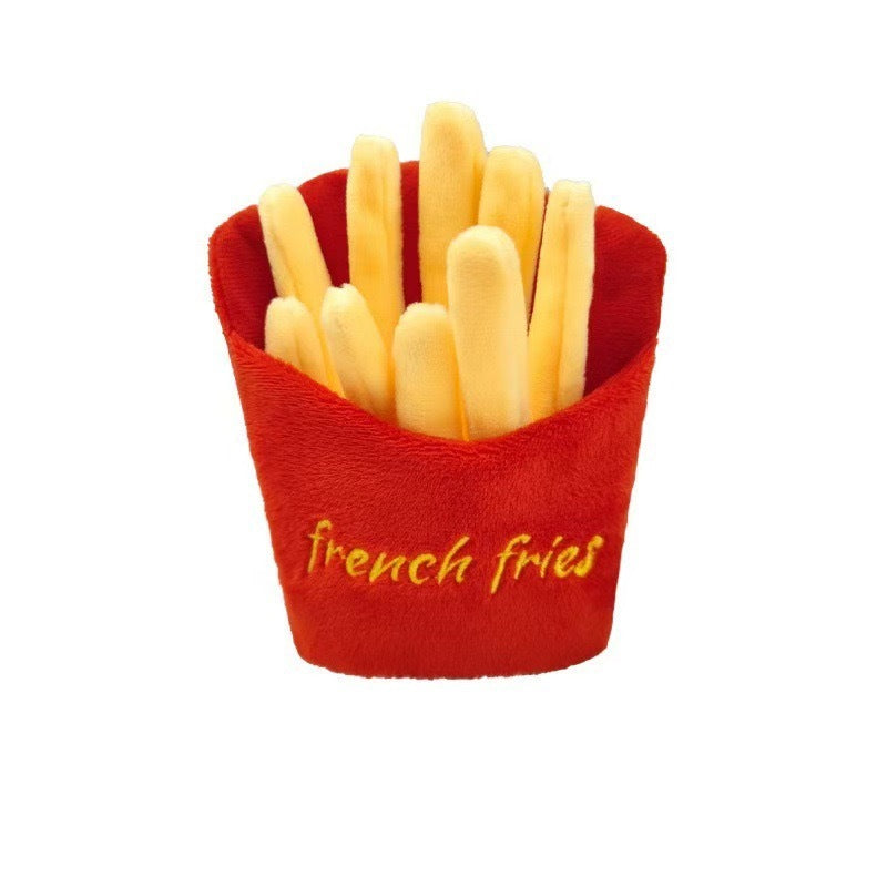 4-in-1 Squeaky Plush Fast Food Dog Toy Set – Bucket, Fries, Soda & Burger for Small & Medium Dogs