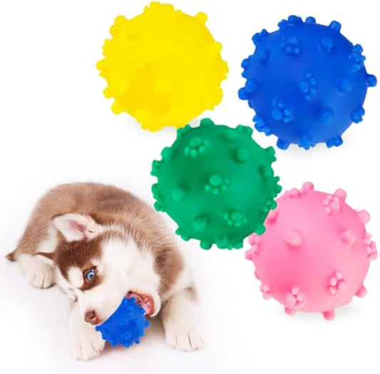 Bright Spike Dog Toy Balls – Durable Puppy Chew & Teething Toys for Small Dogs, Pomeranian, Chihuahua, Interactive Fetch & Water Play