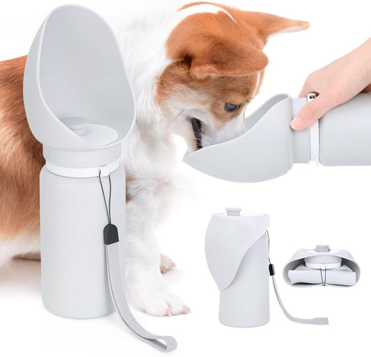 Leak-Proof Foldable Dog Water Bottle 550ml – Portable Travel Dispenser with Drinking Bowl for Dogs & Puppies